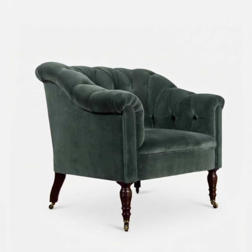 Vintage-style plush fabric single armchair - Living room furniture - QONKA HOME