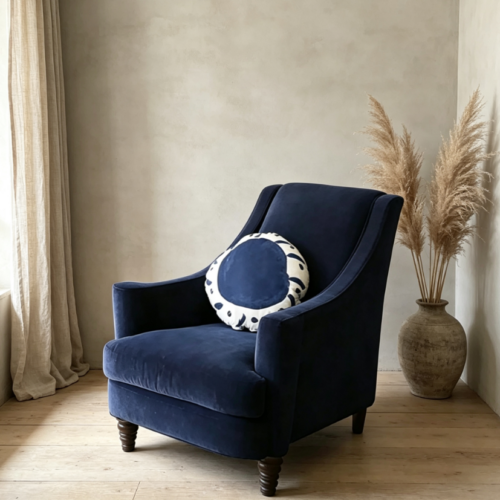 Minimalist fabric lounge chair, vintage sofa chair - Living room furniture - QONKA HOME