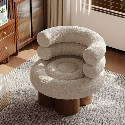 Stacked Lamb Wool Accent Chair - Living room furniture - QONKA HOME