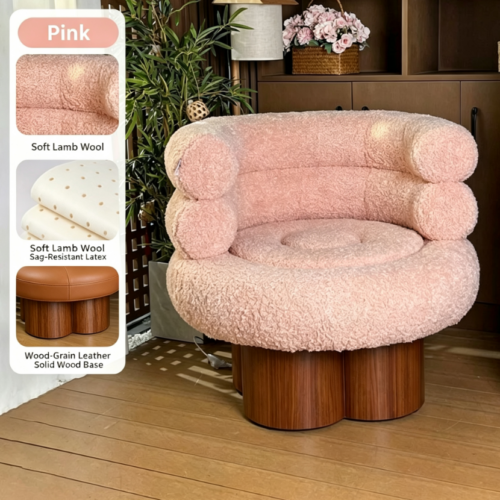 Stacked Lamb Wool Accent Chair - Living room furniture - QONKA HOME