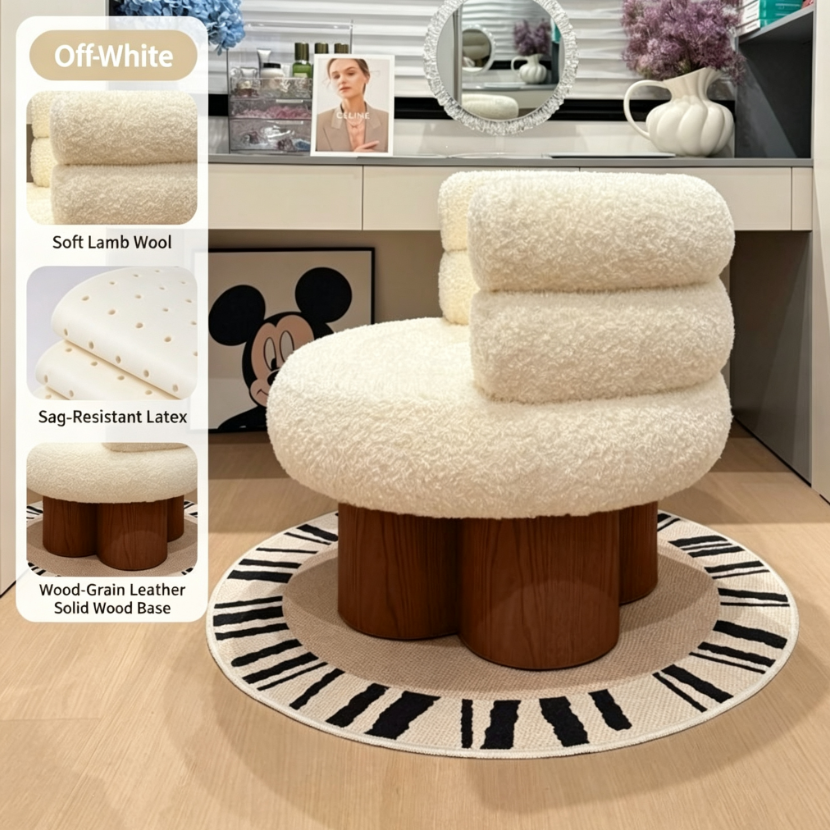 Stacked lamb wool accent chair living room decor boucle armchair wholesale from QONKA HOME