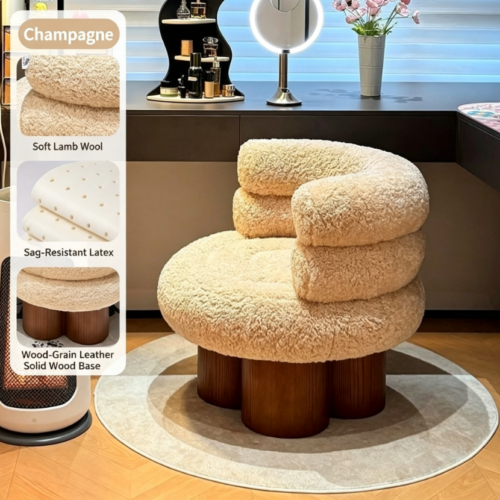 Stacked Lamb Wool Accent Chair - Living room furniture - QONKA HOME