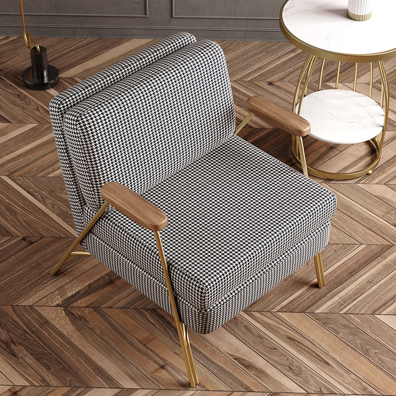 Retro accent chair solid frame Fuzhou Qiankun Manufacturing Co., Ltd. houndstooth chair factory