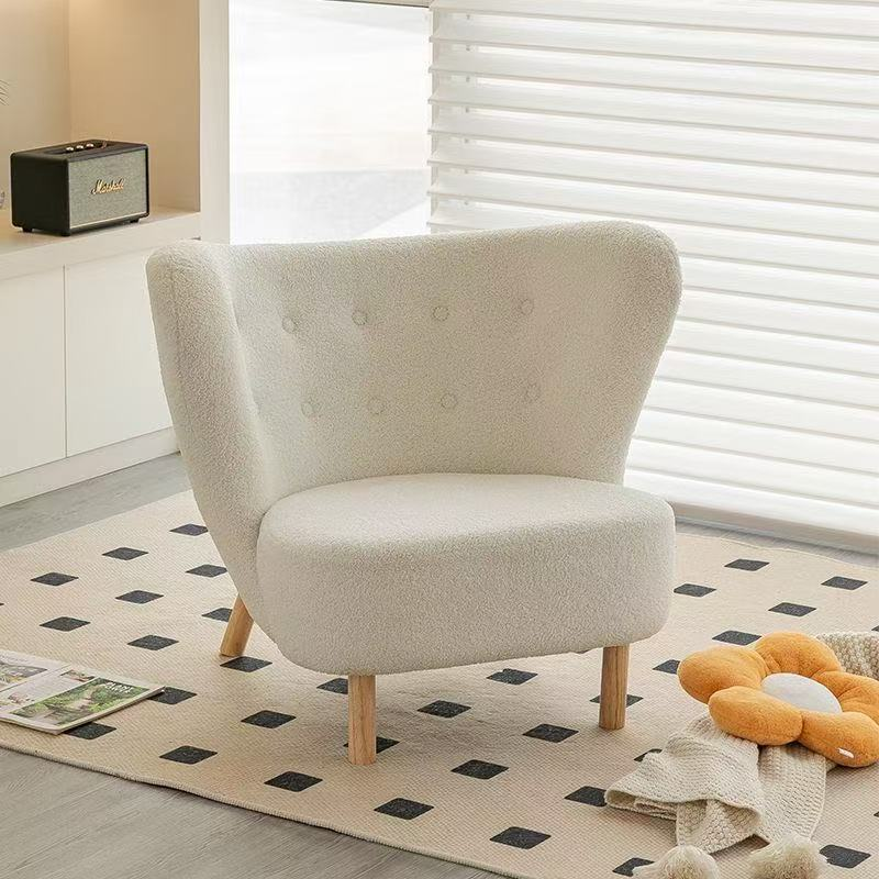 Suede-Upholstered Single Armchair (with Footstool) - Living room furniture - QONKA HOME