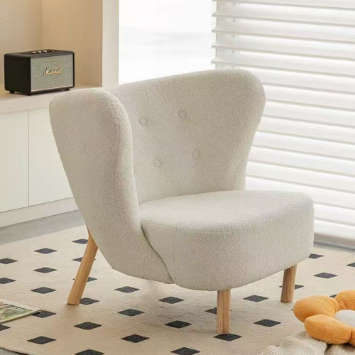 Suede-Upholstered Single Armchair (with Footstool) - Living room furniture - QONKA HOME
