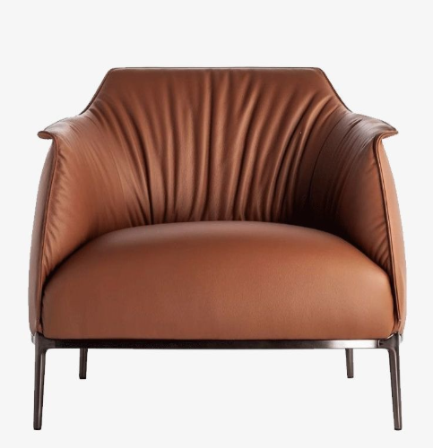 Nordic-Style Single-Seater Leather Sofa, Lightly Luxurious, Minimalist, and Casual Sofa - Living room furniture - QONKA HOME