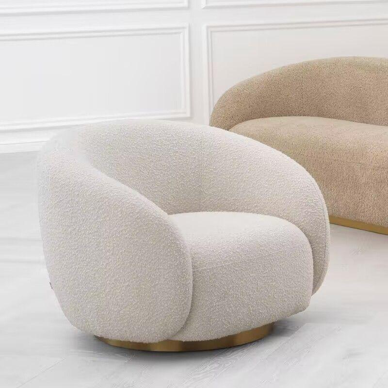 Swivel Accent Chair Gold Base - Living room furniture - QONKA HOME