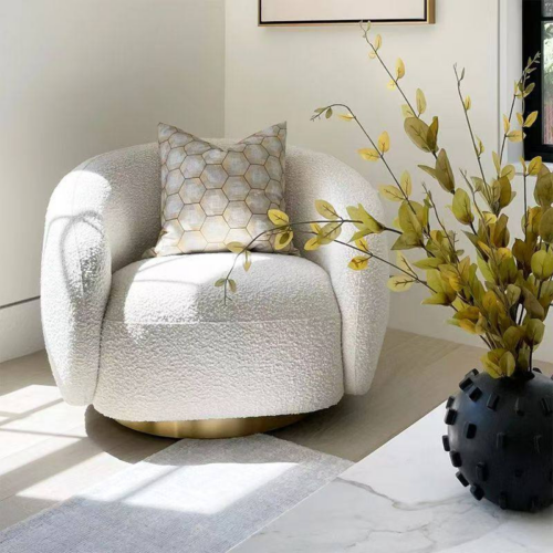 Swivel Accent Chair Gold Base - Living room furniture - QONKA HOME
