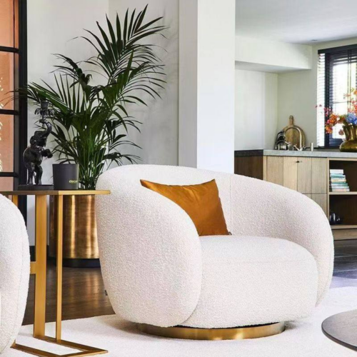 Swivel Accent Chair Gold Base - Living room furniture - QONKA HOME