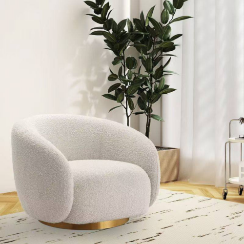 Swivel Accent Chair Gold Base - Living room furniture - QONKA HOME