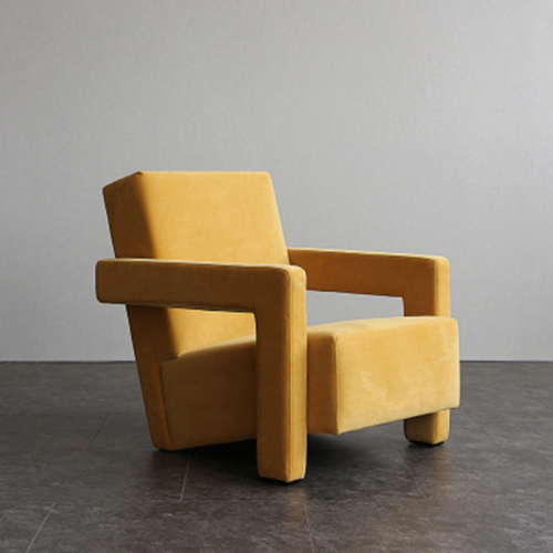 Flocking Fabric Block Accent Chair Solid Wood Frame - Living room furniture - QONKA HOME