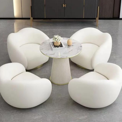 Curved Arm Accent Chair - Living room furniture - QONKA HOME