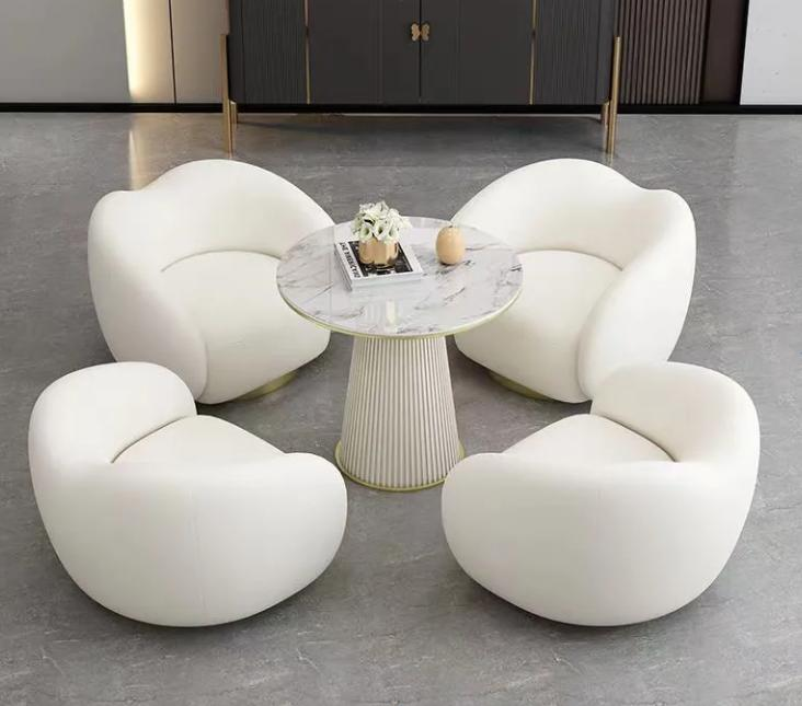 Curved Arm Accent Chair - Living room furniture - QONKA HOME