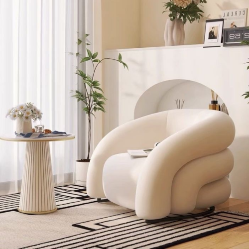 Curved Designer Accent Chair Custom Fabric & Color - Living room furniture - QONKA HOME