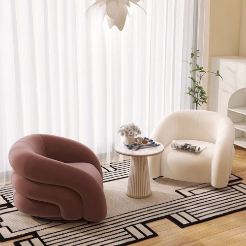 Curved Designer Accent Chair Custom Fabric & Color - Living room furniture - QONKA HOME