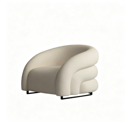 Curved Designer Accent Chair Custom Fabric & Color - Living room furniture - QONKA HOME