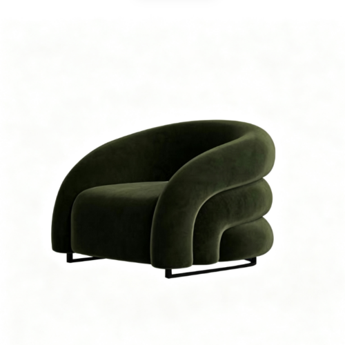Curved Designer Accent Chair Custom Fabric & Color - Living room furniture - QONKA HOME