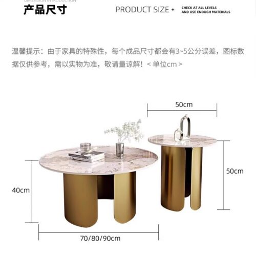 Pandora Sintered Stone Round Coffee Table Set - Coffee table - QONKA HOME