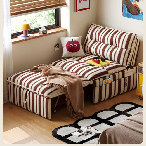 Striped Retro-Style Sofa Bed - Bedroom furniture - QONKA HOME