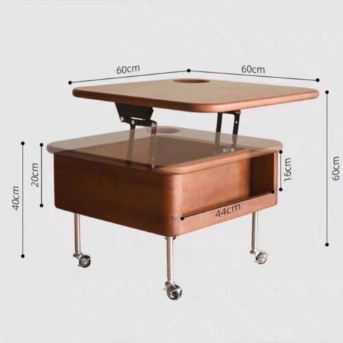 Multifunctional Lift Top Coffee Table, Solid Wood Storage Coffee Table With Wheels & Cup Holder - Coffee table - QONK...