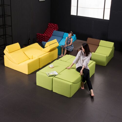 Multifunctional Fabric Sofa, Folding Tatami-Style All-Foam Recliner - Living room furniture - QONKA HOME