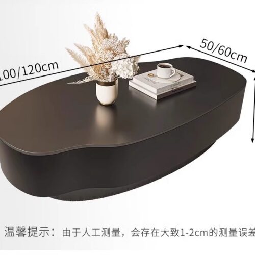 Irregular Sintered Stone Coffee Table Metal Frame Storage Tea Table With Drawer - Coffee table - QONKA HOME