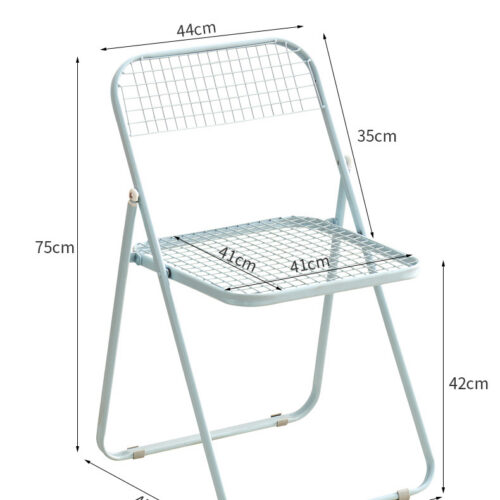 Grid Metal Folding Dining Chair Breathable Iron Mesh Side Chair Portable Stackable Leisure Chair for Balcony Cafe Home - D...