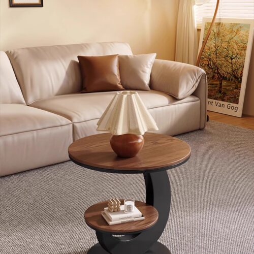 Oval Cream Curved Frame Wooden Coffee Table With Storage Drawer - Coffee table - QONKA HOME