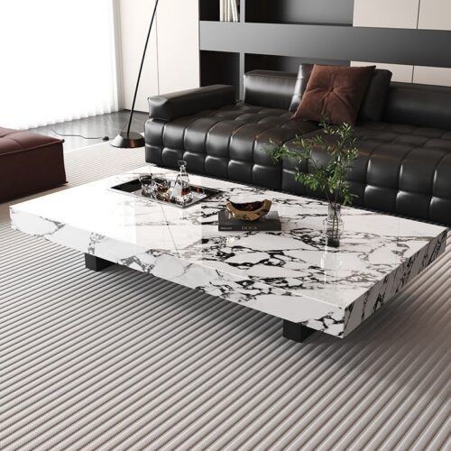 Italian Minimalist Sintered Stone Coffee Table, Rectangle & Square - Coffee table - QONKA HOME