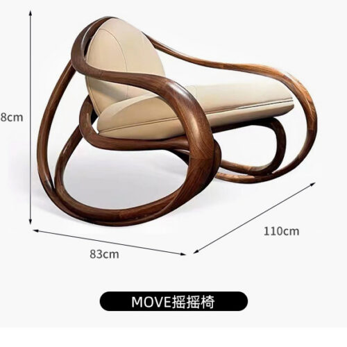 Mid‑century style solid wood rocking recliner armchair - Living room furniture - QONKA HOME
