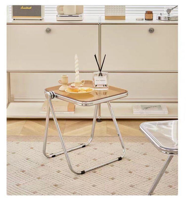 Nordic Light Luxury Folding Transparent Side Table Simple Small Coffee Table for Balcony Bedroom Sofa Corner - Bedside tab...