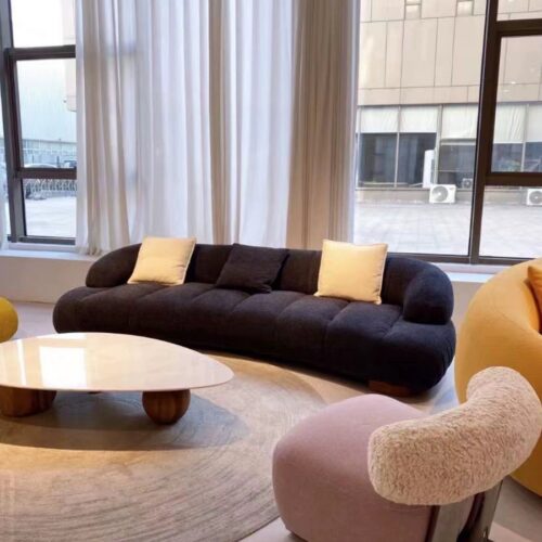 Italian-style Sofa, Curved Sofa, Chenille Fabric, Casual Seating - Living room furniture - QONKA HOME