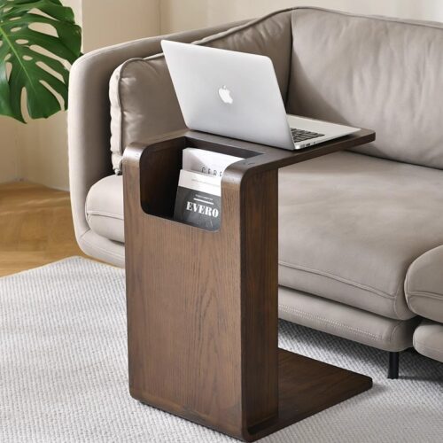 Minimalist Modern Solid Wood Sofa Side Table Living Room Coffee Table Storable Portable Home Furniture Bedroom Balcony Dec...