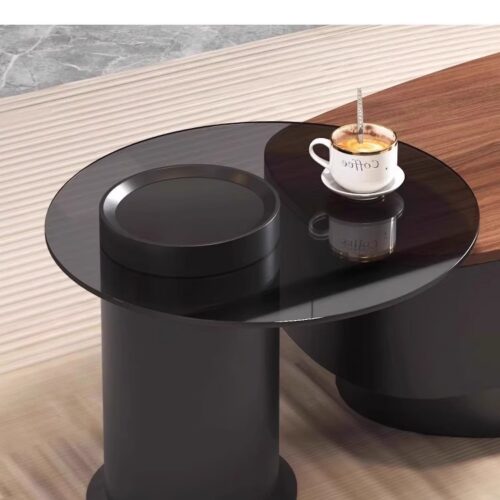 Walnut veneer Coffee Table Set With Storage Drawer - Coffee table - QONKA HOME