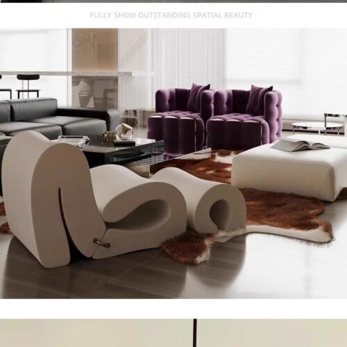 Italian Minimalist Ripple-Pattern Sofa, Light Luxury Curved Sofa - Living room furniture - QONKA HOME