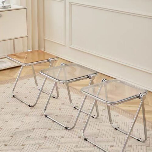 Nordic Light Luxury Folding Transparent Side Table Simple Small Coffee Table for Balcony Bedroom Sofa Corner - Bedside tab...