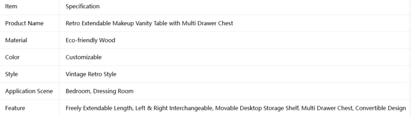 Extendable Convertible Makeup Vanity Table
