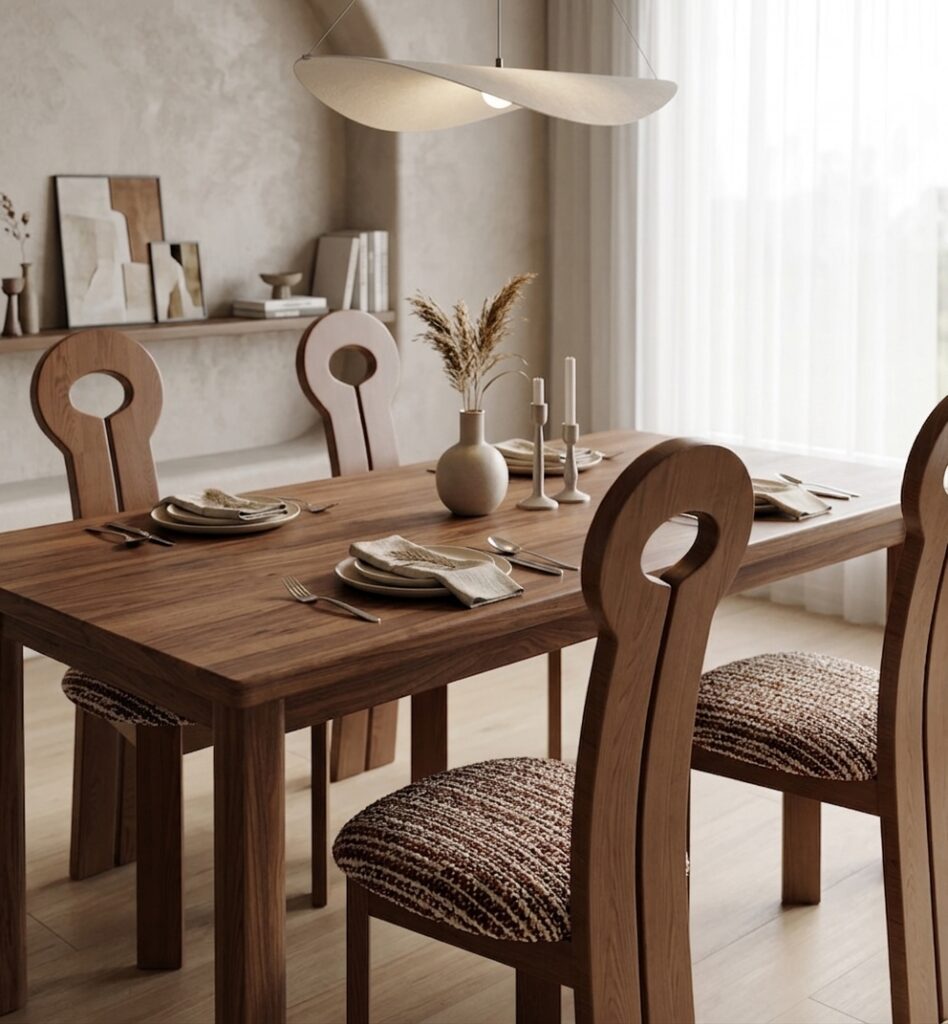 Modern Artistic Hollow‑Back Solid Wood Dining Chair Upholstered Cushion Wooden Chair - Solid wood dining chair - QONKA HOME