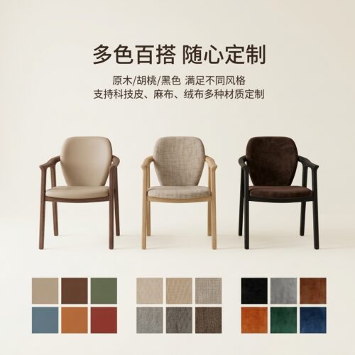 Modern Solid Wood Arm Dining Chair,  Upholstered Armrest Chair With  Fabric/Leather Cushion For Dining Room Hotel - Solid ...