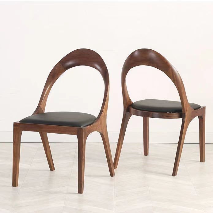 Designer Hollow Dining Chair, Premium Walnut / Ash Solid Wood Leisure Chair For Dining Room & Cafe