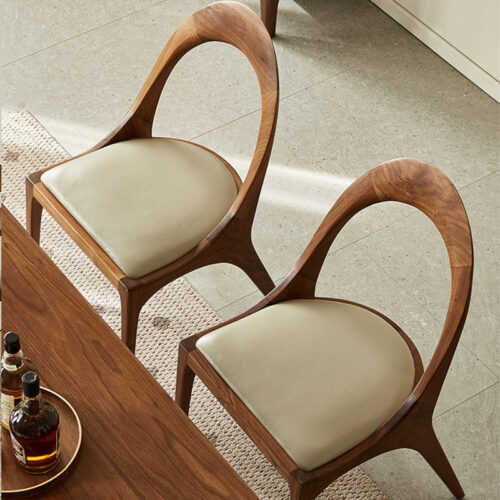 Designer Hollow Dining Chair, Premium Walnut / Ash Solid Wood Leisure Chair For Dining Room & Cafe - Solid wood dinin...