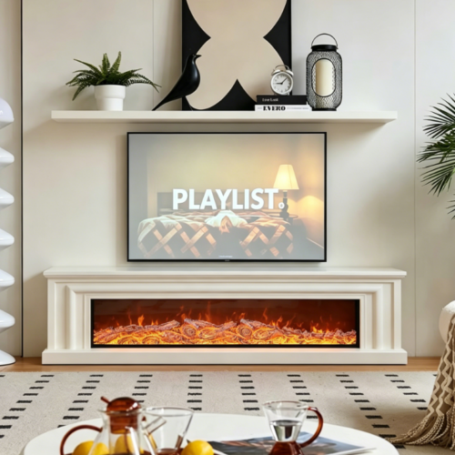 White Electric Fireplace TV Stand - Living room furniture - QONKA HOME