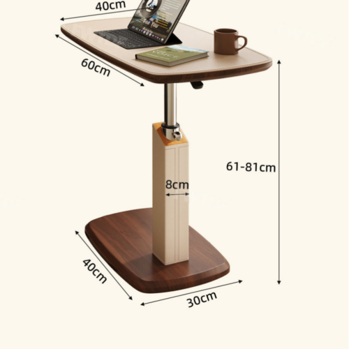 Modern Height Adjustable C‑Shaped Side Table, Leather&  Wooden Top Sofa End Table - Bedside table - QONKA HOME