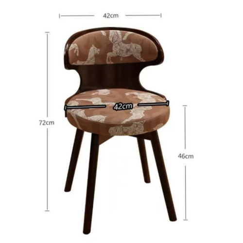 Vintage Floral Bird Print Fabric Dining Chair, Curved Bentwood Backrest Solid Wood Leg Upholstered Side Chair - Solid wood...