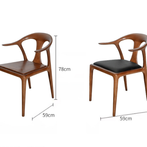 Organic Modern Solid Wood Armchair – Minimalist Sculptural Dining Chair in Premium Walnut Finish for Living Room & ...