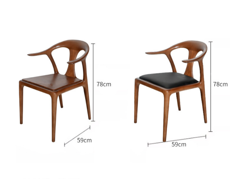 Organic Modern Solid Wood Armchair – Minimalist Sculptural Dining Chair in Premium Walnut Finish for Living Room & Dining Space