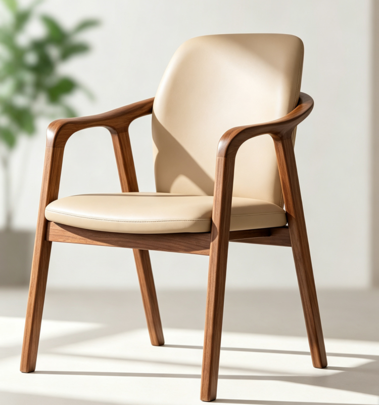 Modern Solid Wood Arm Dining Chair,  Upholstered Armrest Chair With  Fabric/Leather Cushion For Dining Room Hotel - Solid ...