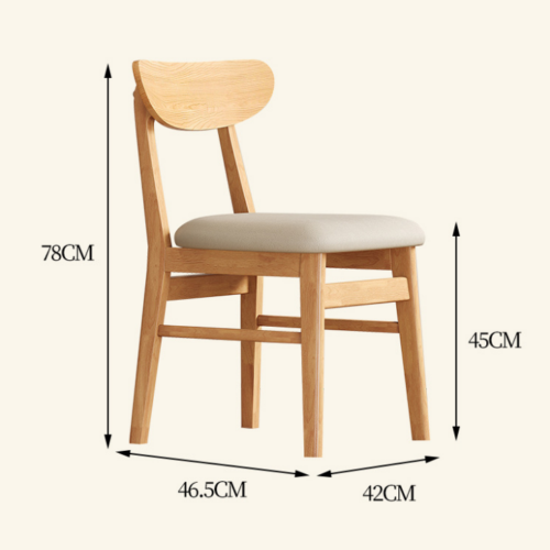 Walnut Finish Solid Wood Dining Chair with Cream Upholstered Seat, Modern Simple Restaurant Chair for Home Hotel Cafe - So...