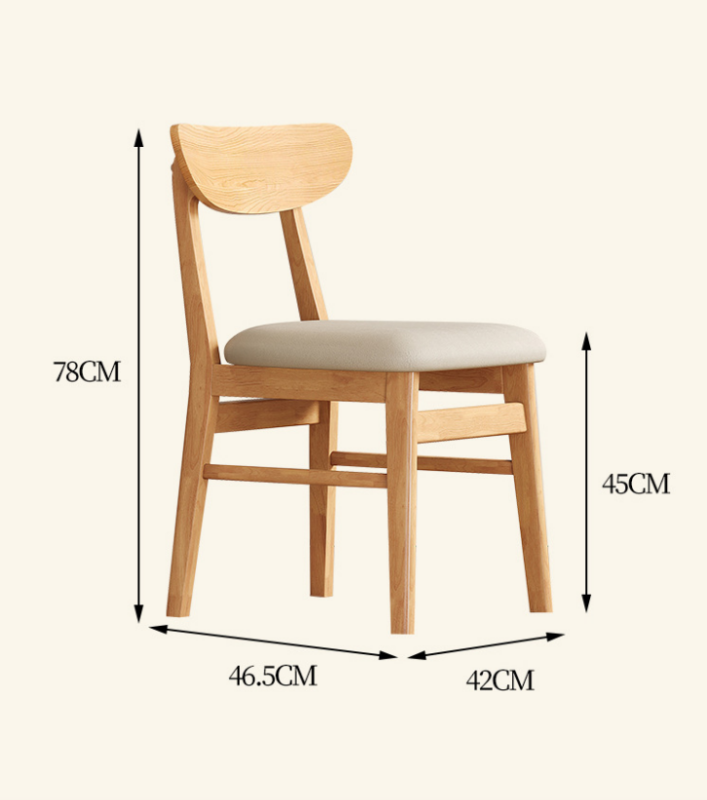 Walnut Finish Solid Wood Dining Chair with Cream Upholstered Seat, Modern Simple Restaurant Chair for Home Hotel Cafe