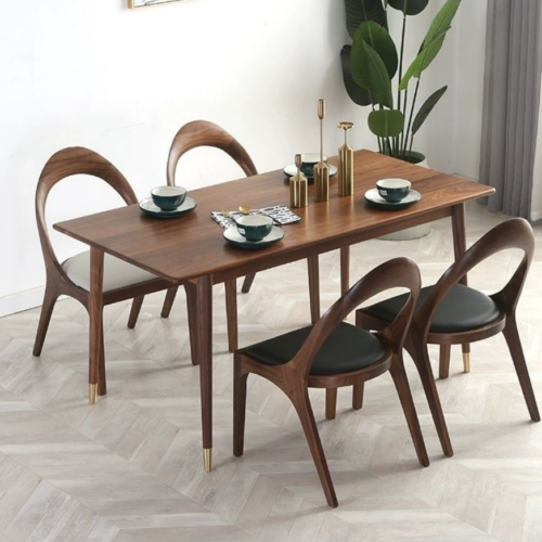 Designer Hollow Dining Chair, Premium Walnut / Ash Solid Wood Leisure Chair For Dining Room & Cafe - Solid wood dinin...